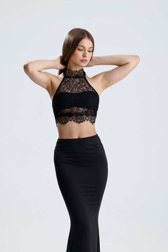 Routines Lace Two Piece Skirt Set - Black 2547 Set Routines Fashion