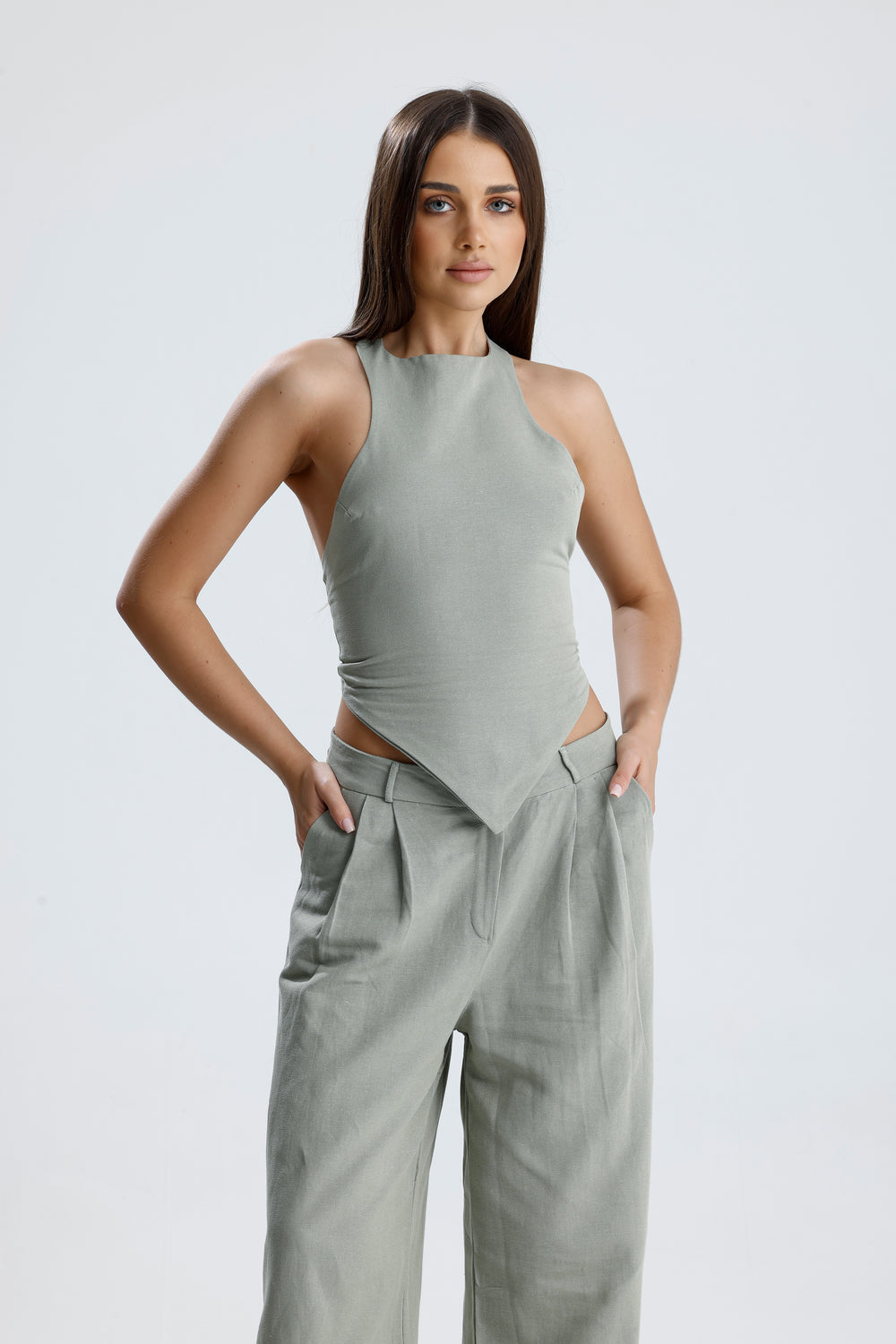Routines Linnen Two Piece Set - Aqua Green 2968 Set Routines Fashion