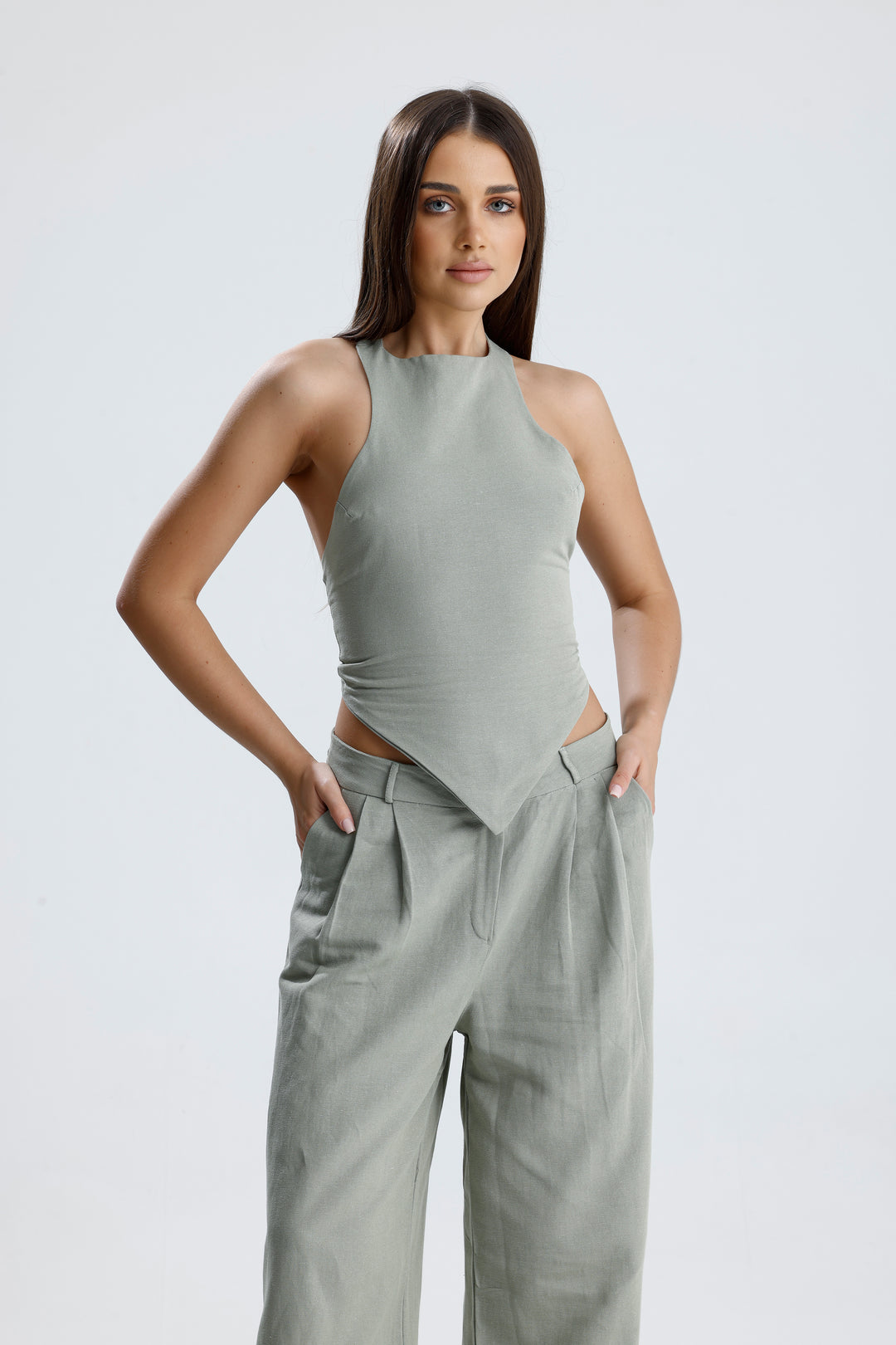 Routines Linnen Two Piece Set - Aqua Green 2968 Set Routines Fashion