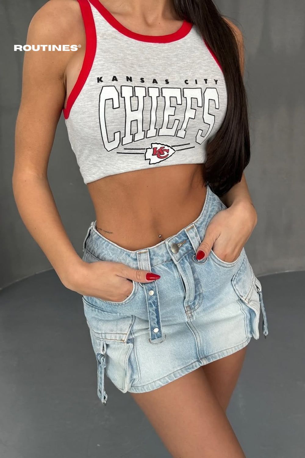 Routines Multipocket Cargo Denim Mini Skirt 1339-1 Skirt Routines Fashion