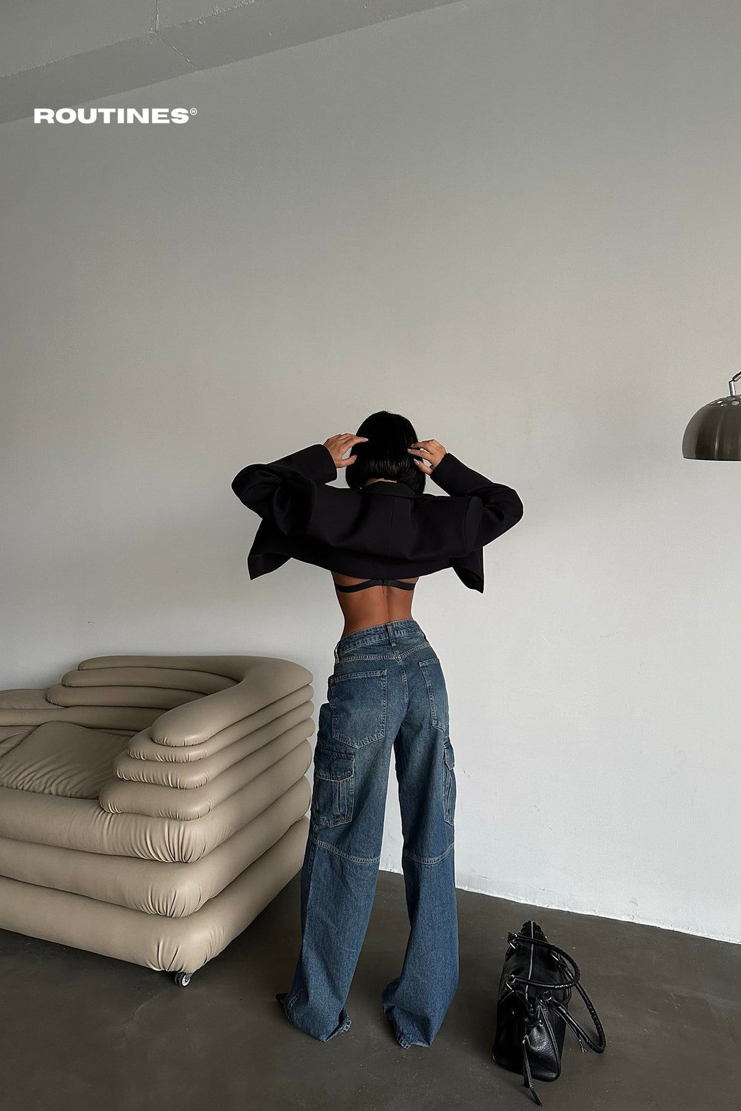 Routines Multipocket Ripped Baggy Cargo Jeans 5455 Jeans Routines Fashion