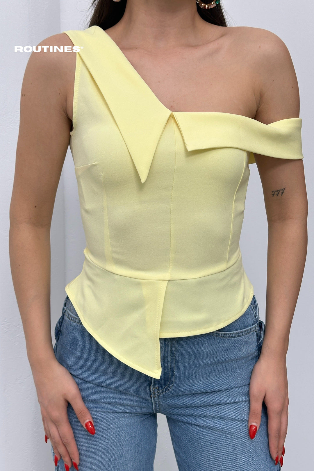 Routines Off Shoulder Top - Yellow 4676 Top Routines Fashion