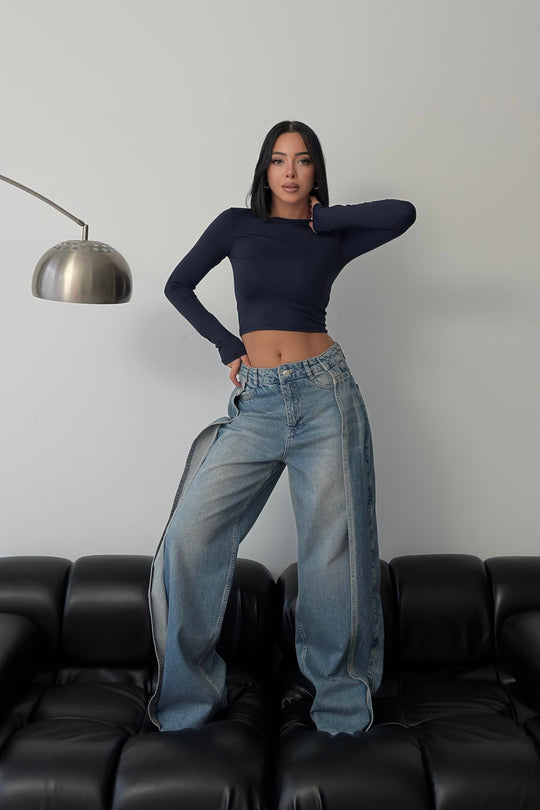 Routines Overlay Detail Jeans - Light Blue 3611 (PRE-ORDER) Jeans Routines Fashion