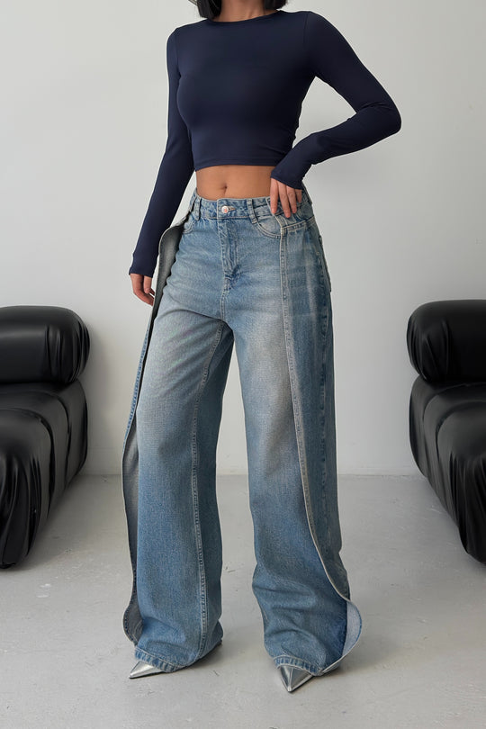 Routines Overlay Detail Jeans - Light Blue 3611 (PRE-ORDER) Jeans Routines Fashion