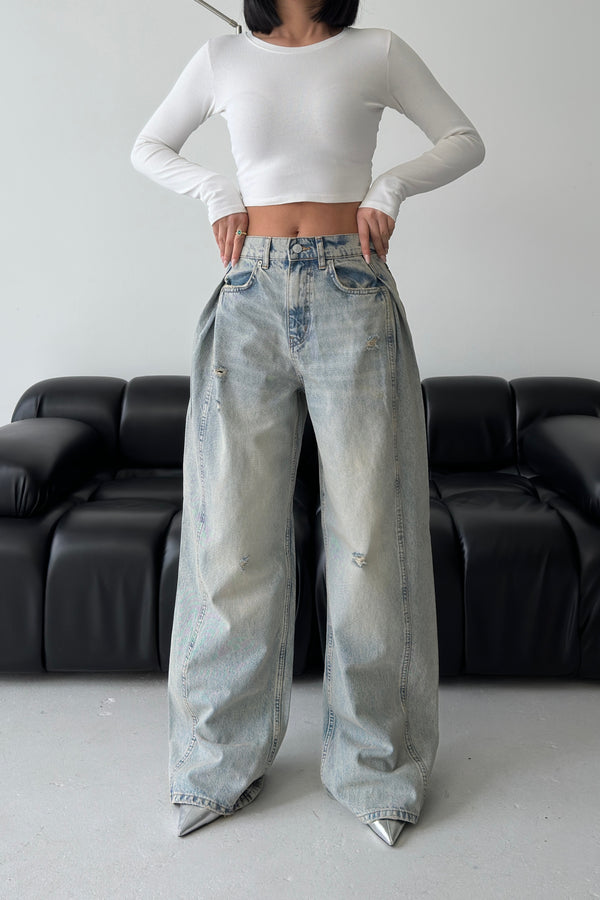 Routines Overlay Waist Jeans - Vintage Blue 1207-3