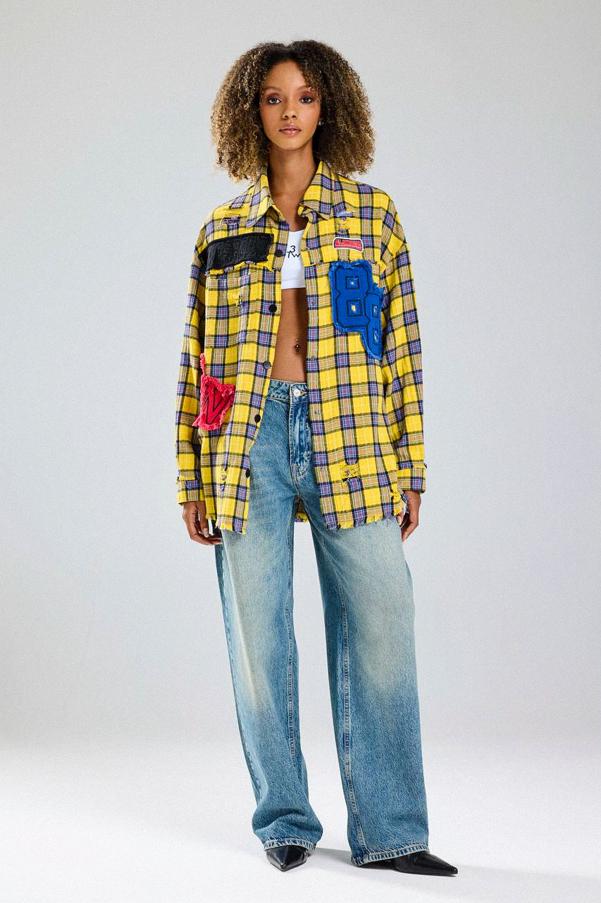 Routines Patched Destroyed Check Blouse 6598 Blouse Routines Fashion