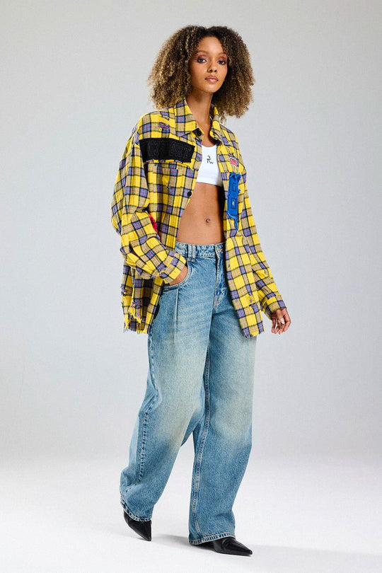 Routines Patched Destroyed Check Blouse 6598 Blouse Routines Fashion