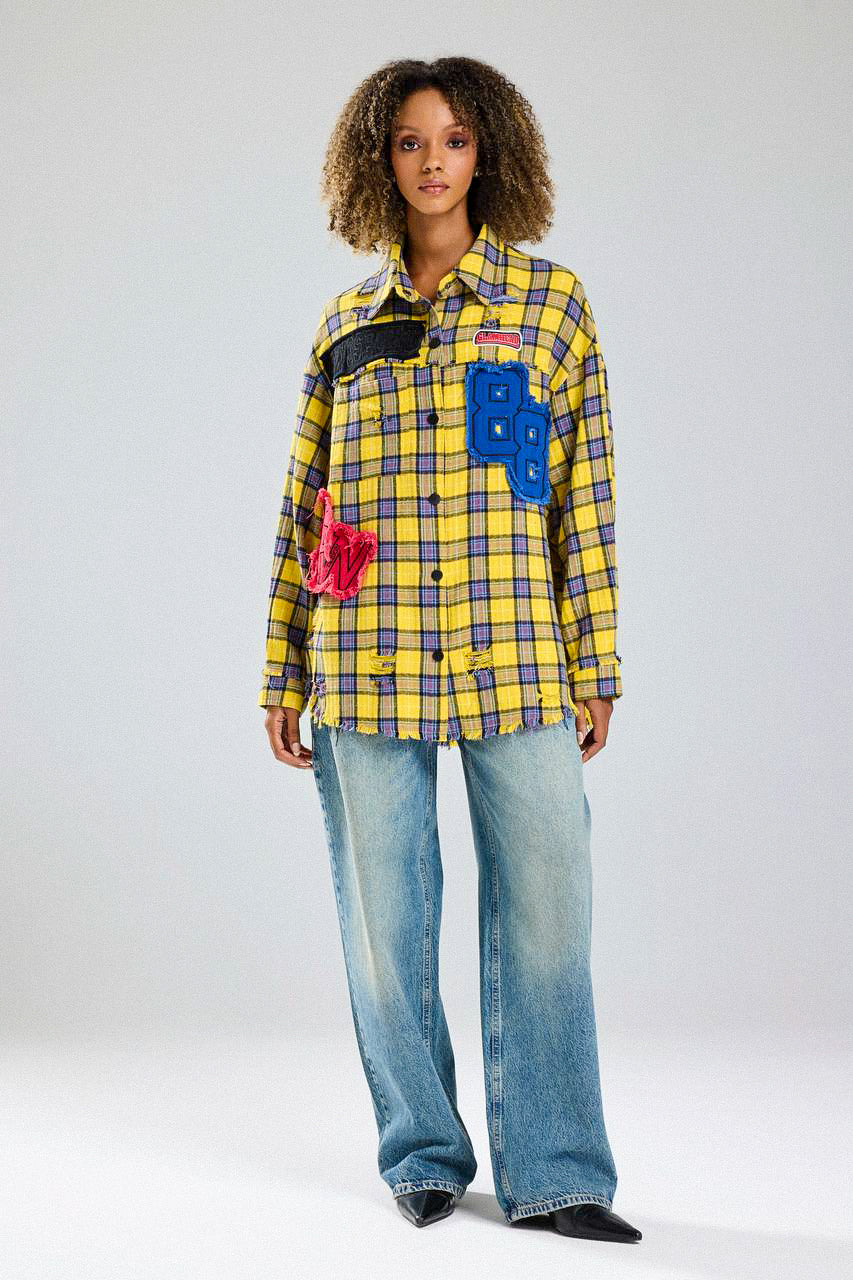 Routines Patched Destroyed Check Blouse 6598 Blouse Routines Fashion