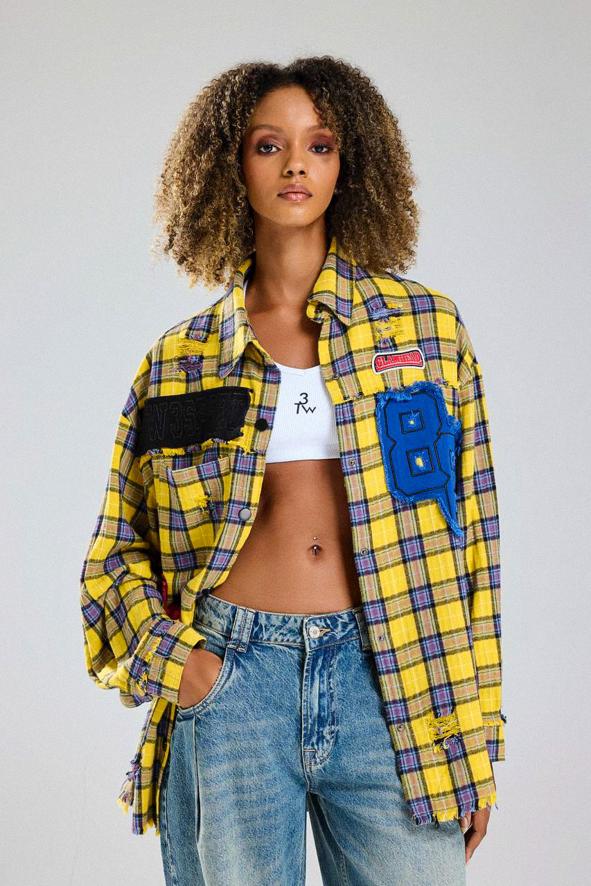 Routines Patched Destroyed Check Blouse 6598 Blouse Routines Fashion