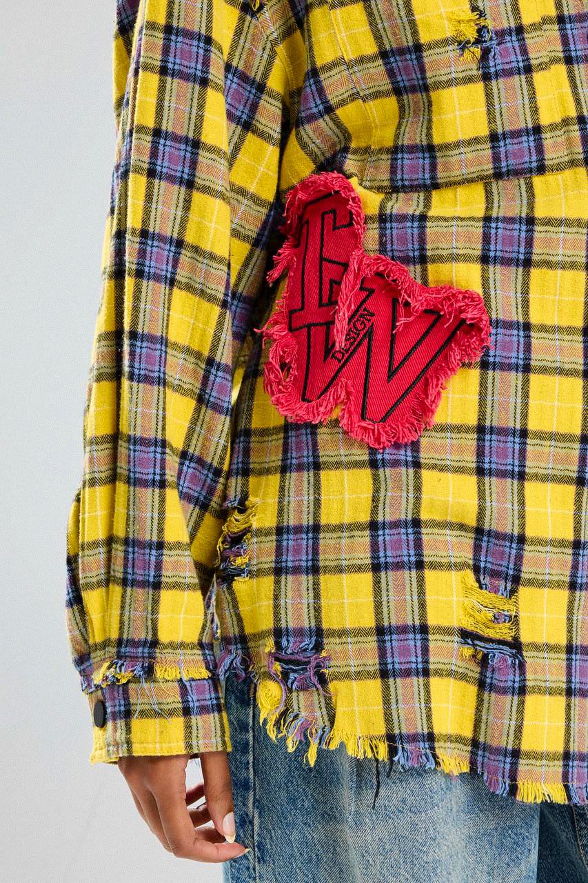 Routines Patched Destroyed Check Blouse 6598 Blouse Routines Fashion