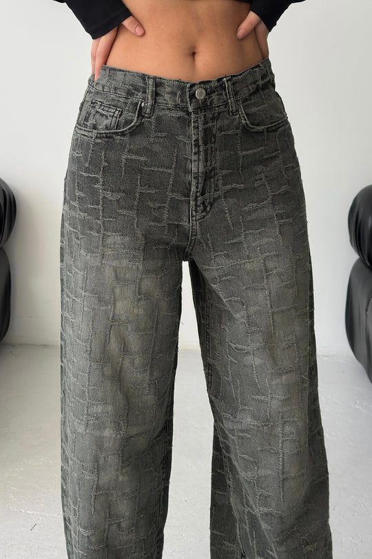 Routines Pattern Baggy Jeans - Vintage Black 4515 Jeans Routines Fashion