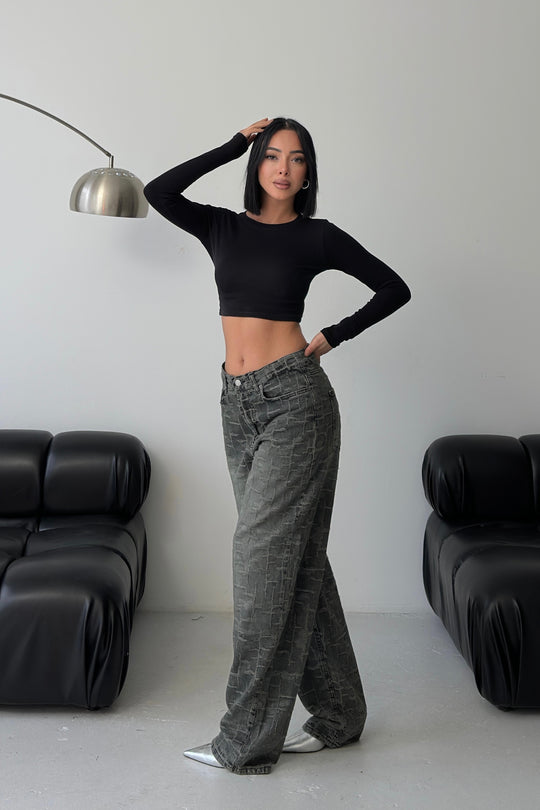 Routines Pattern Baggy Jeans - Vintage Black 4515 Jeans Routines Fashion