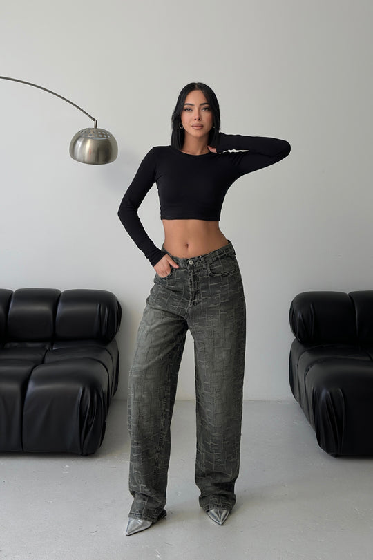 Routines Pattern Baggy Jeans - Vintage Black 4515 Jeans Routines Fashion