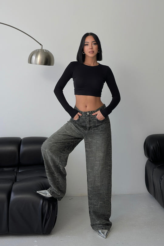 Routines Pattern Baggy Jeans - Vintage Black 4515 Jeans Routines Fashion