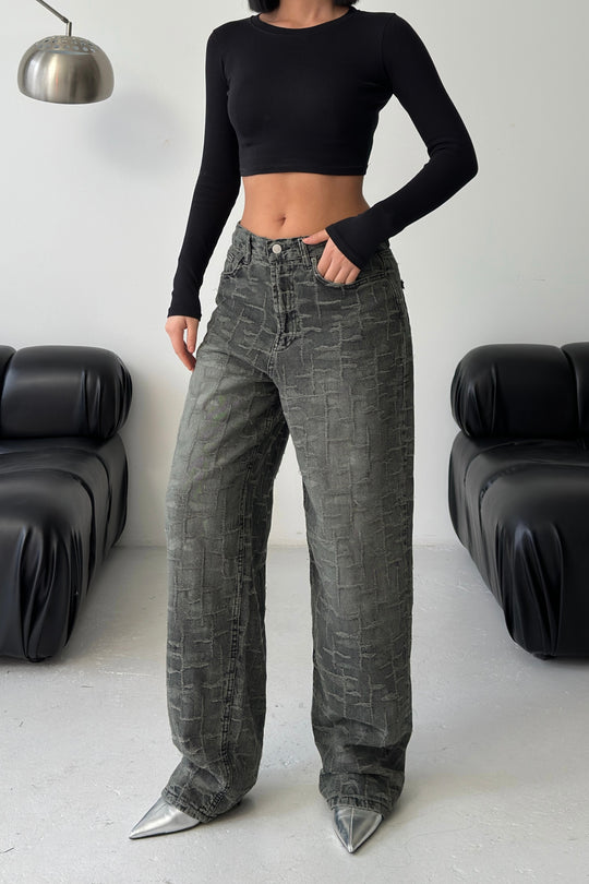 Routines Pattern Baggy Jeans - Vintage Black 4515 Jeans Routines Fashion