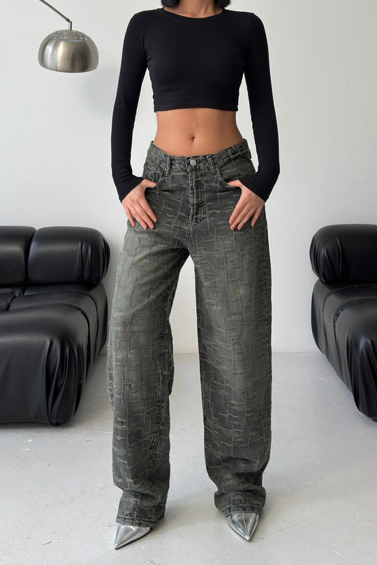 Routines Pattern Baggy Jeans - Vintage Black 4515 Jeans Routines Fashion