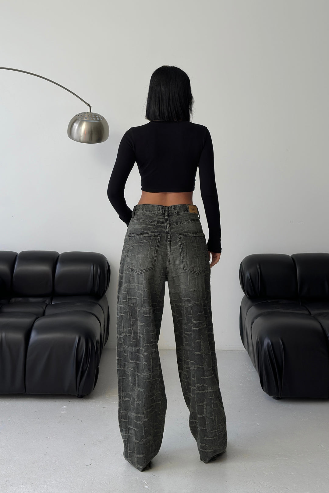 Routines Pattern Baggy Jeans - Vintage Black 4515 Jeans Routines Fashion