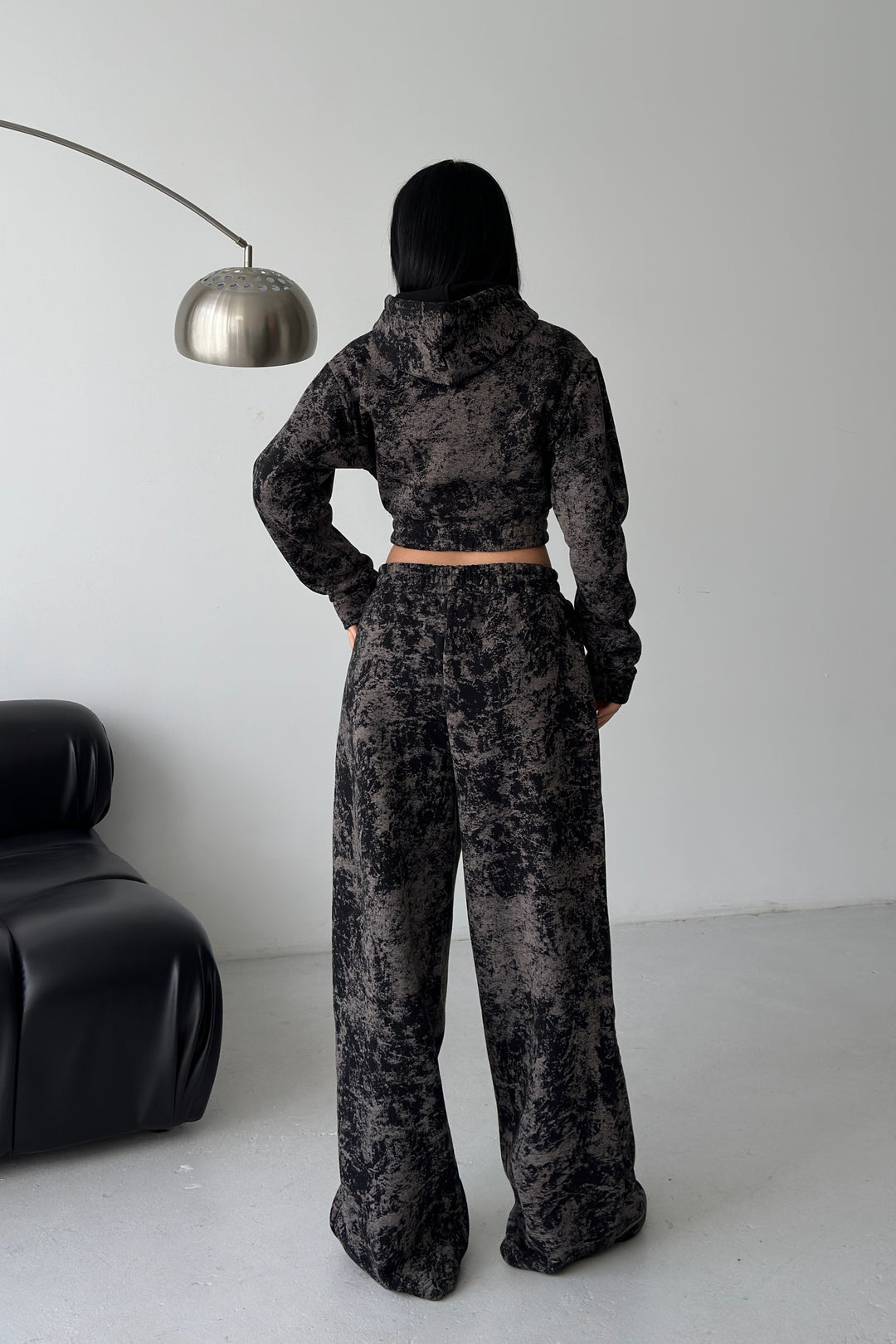 Routines Pattern Hooded Tracksuit - Black 3642