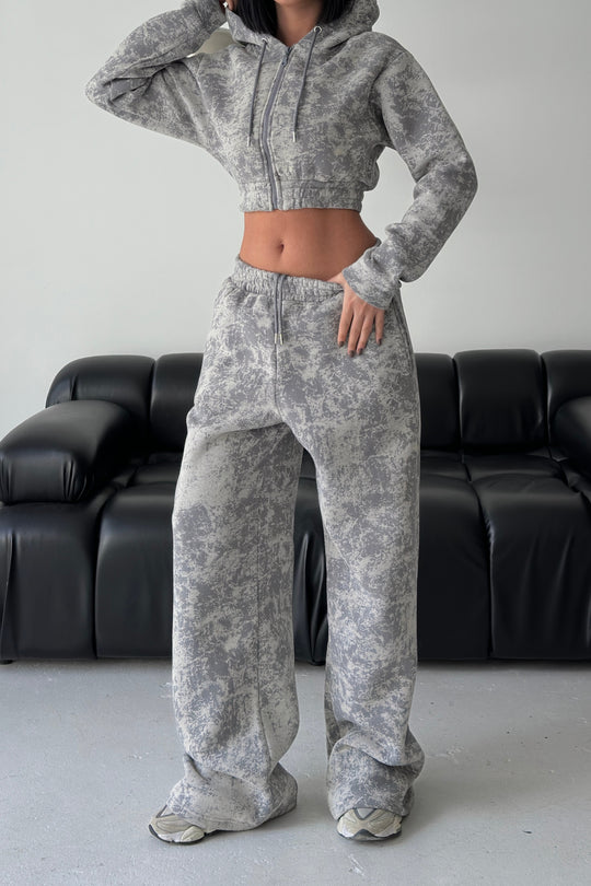 Routines Pattern Hooded Tracksuit - Grey 3643 Set Routines Fashion