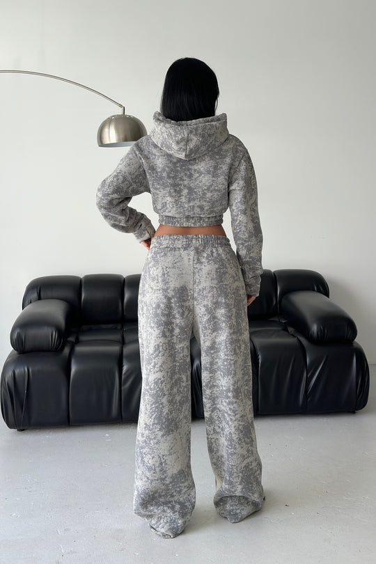 Routines Pattern Hooded Tracksuit - Grey 3643 Set Routines Fashion