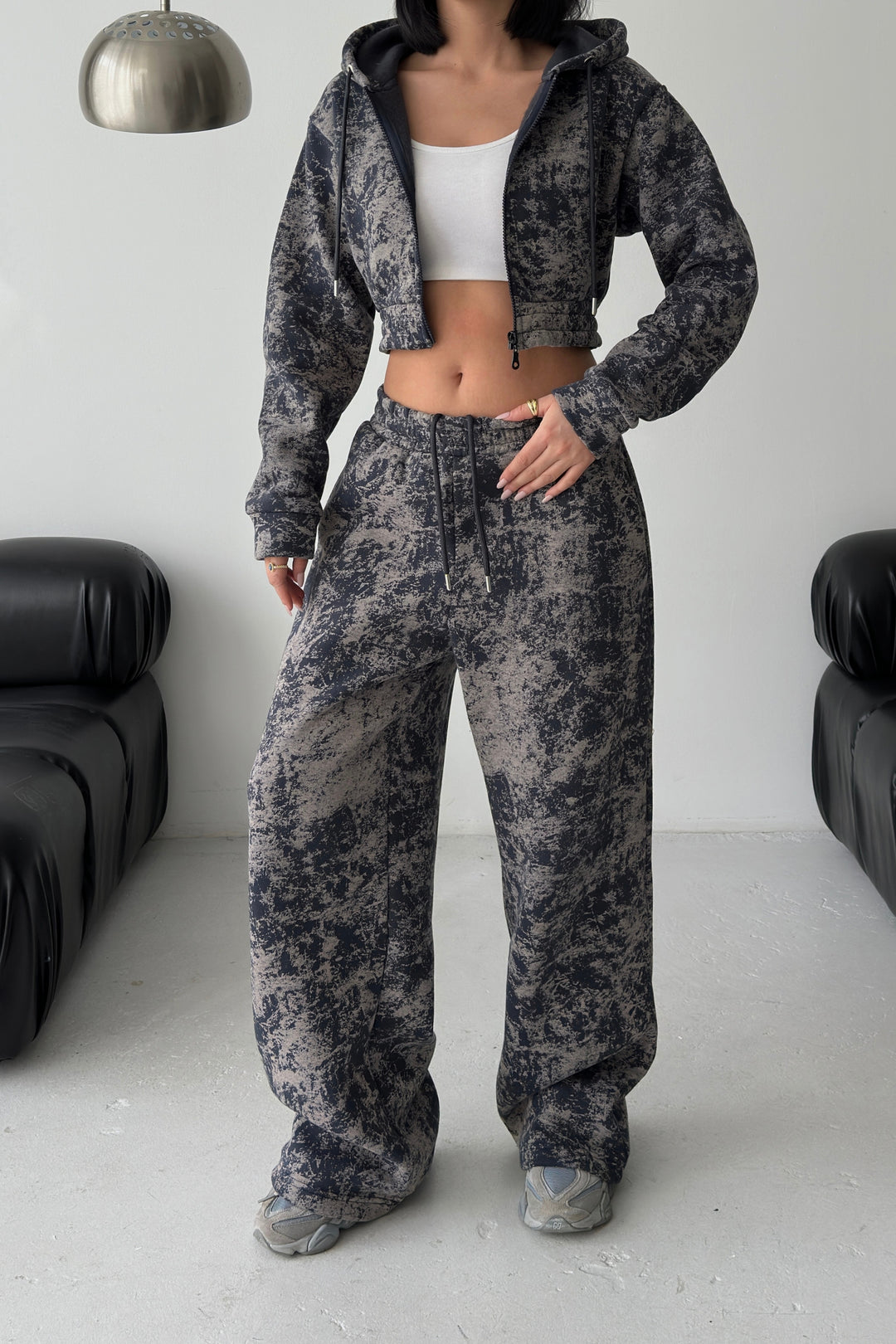 Routines Pattern Hooded Tracksuit - Navy Blue 3641