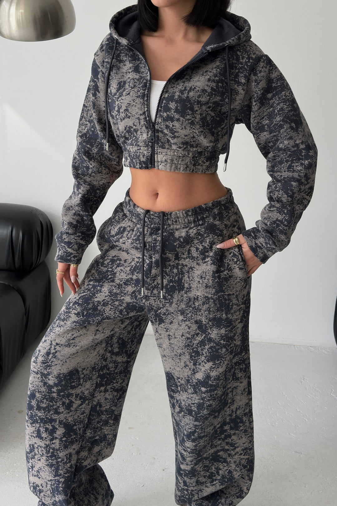Routines Pattern Hooded Tracksuit - Navy Blue 3641