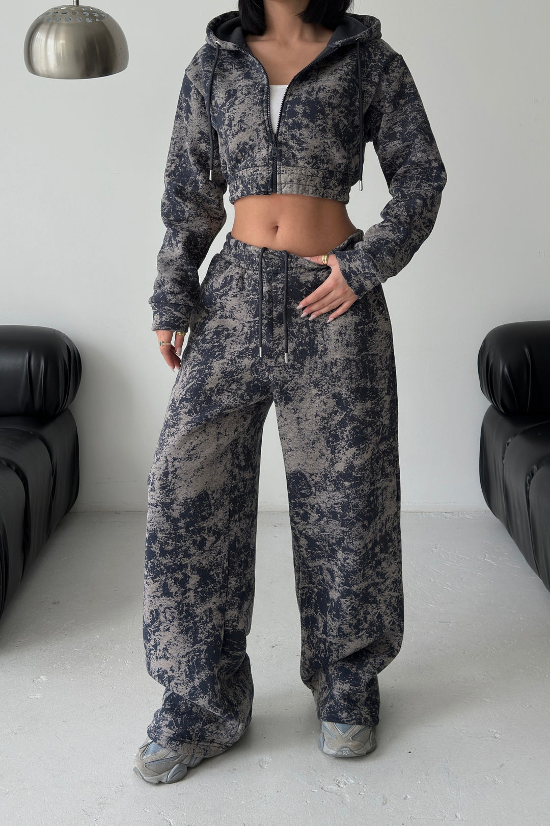 Routines Pattern Hooded Tracksuit - Navy Blue 3641