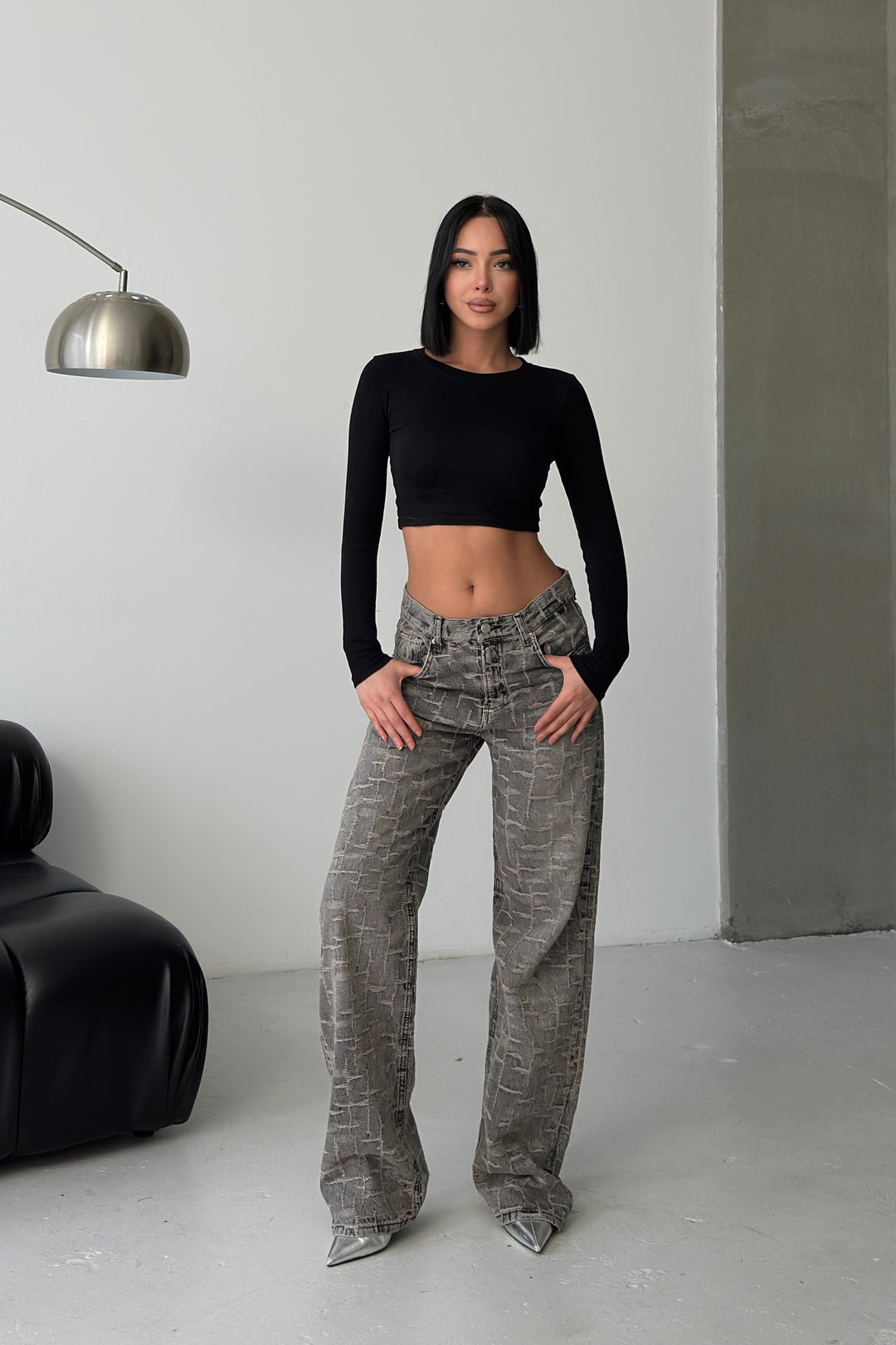 Routines Pattern Loose Jeans - Vintage Grey 4514 Jeans Routines Fashion