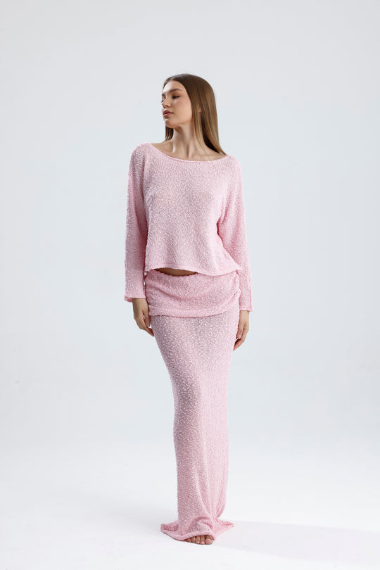 Routines Pattern Two Piece Skirt Set - Pink 3060 Set Routines Fashion
