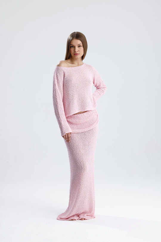 Routines Pattern Two Piece Skirt Set - Pink 3060 Set Routines Fashion