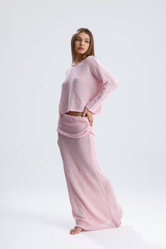 Routines Pattern Two Piece Skirt Set - Pink 3060 Set Routines Fashion