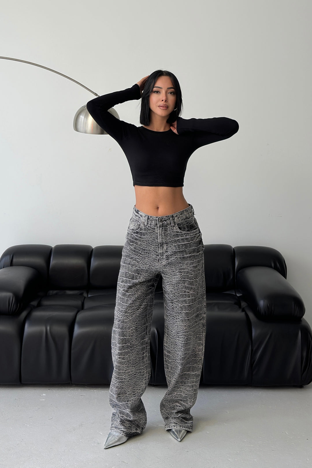 Routines Python Baggy Jeans - Grey 4593 Jeans Routines Fashion