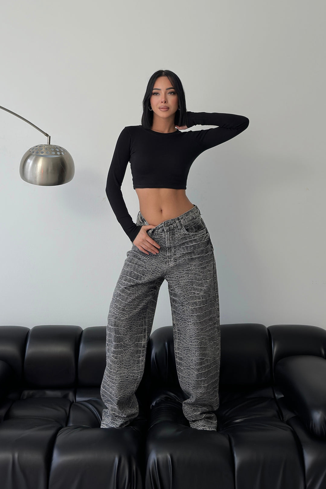 Routines Python Baggy Jeans - Grey 4593 Jeans Routines Fashion