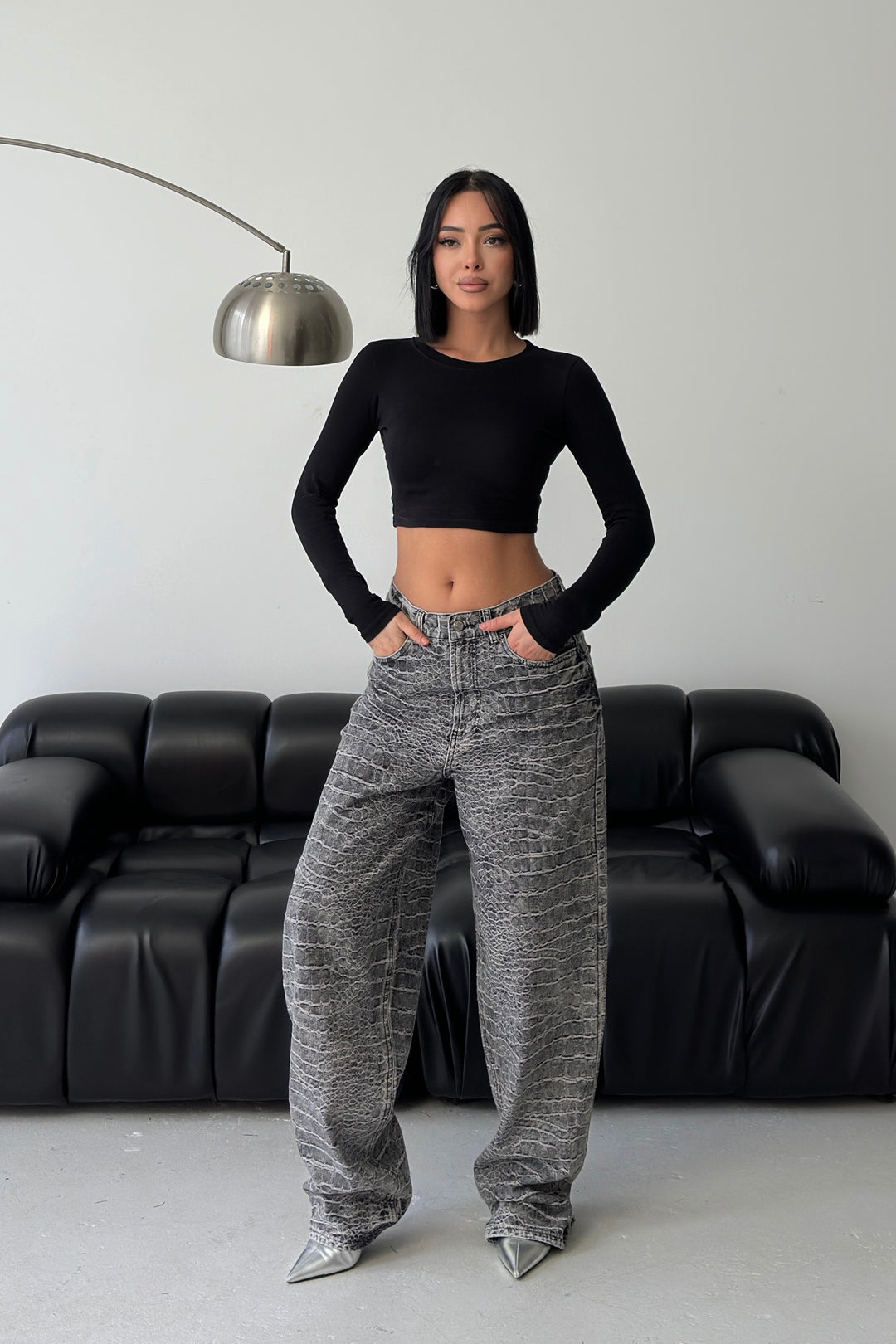 Routines Python Baggy Jeans - Grey 4593 Jeans Routines Fashion