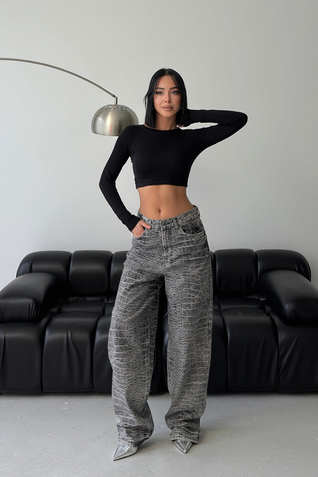 Routines Python Baggy Jeans - Grey 4593 Jeans Routines Fashion