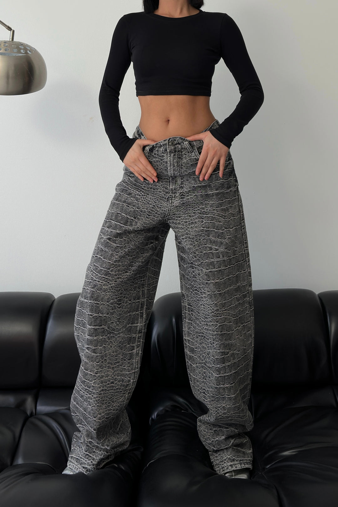 Routines Python Baggy Jeans - Grey 4593 Jeans Routines Fashion