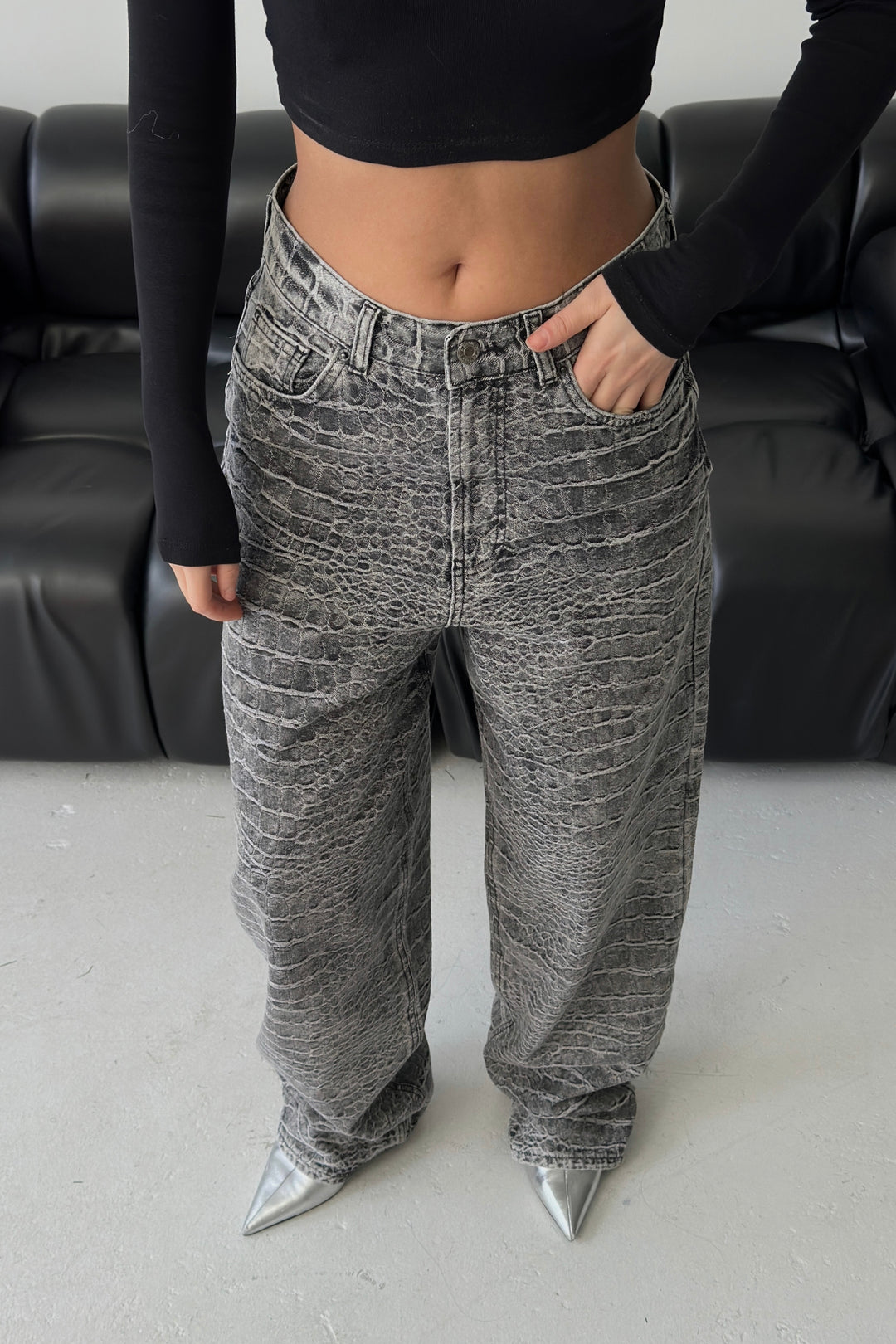 Routines Python Baggy Jeans - Grey 4593 Jeans Routines Fashion