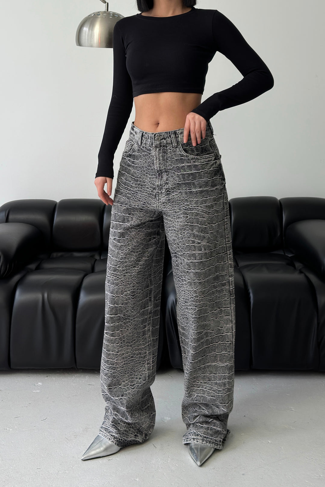 Routines Python Baggy Jeans - Grey 4593 Jeans Routines Fashion