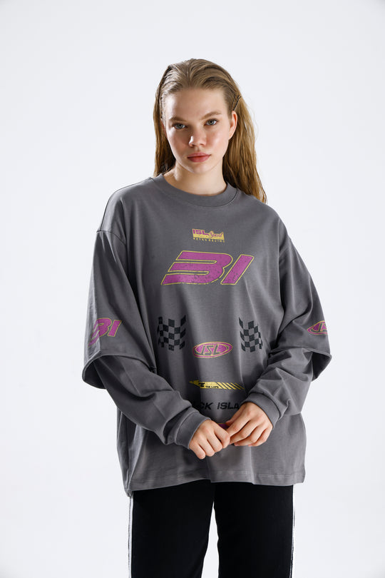 Routines Racer Longsleeves Shirt - Grey 1917 T-Shirt Routines Fashion