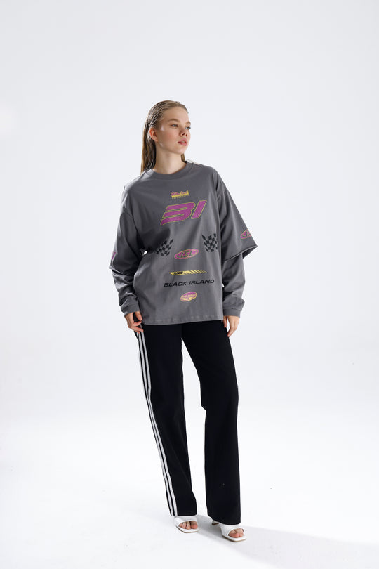 Routines Racer Longsleeves Shirt - Grey 1917 T-Shirt Routines Fashion