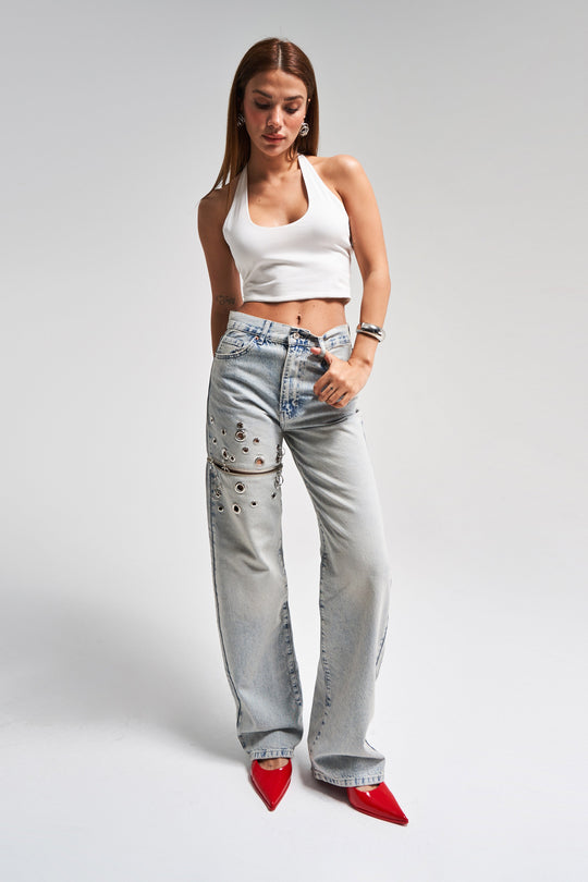 Routines Ring Detail Straight Jeans 4020 Jeans Routines Fashion