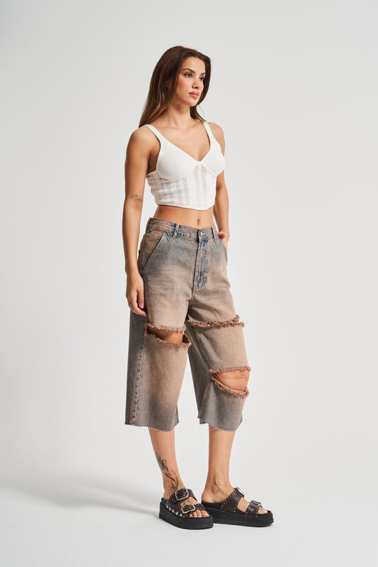 Routines Ripped Loose Jorts - Vintage 3331 Jeans Routines Fashion