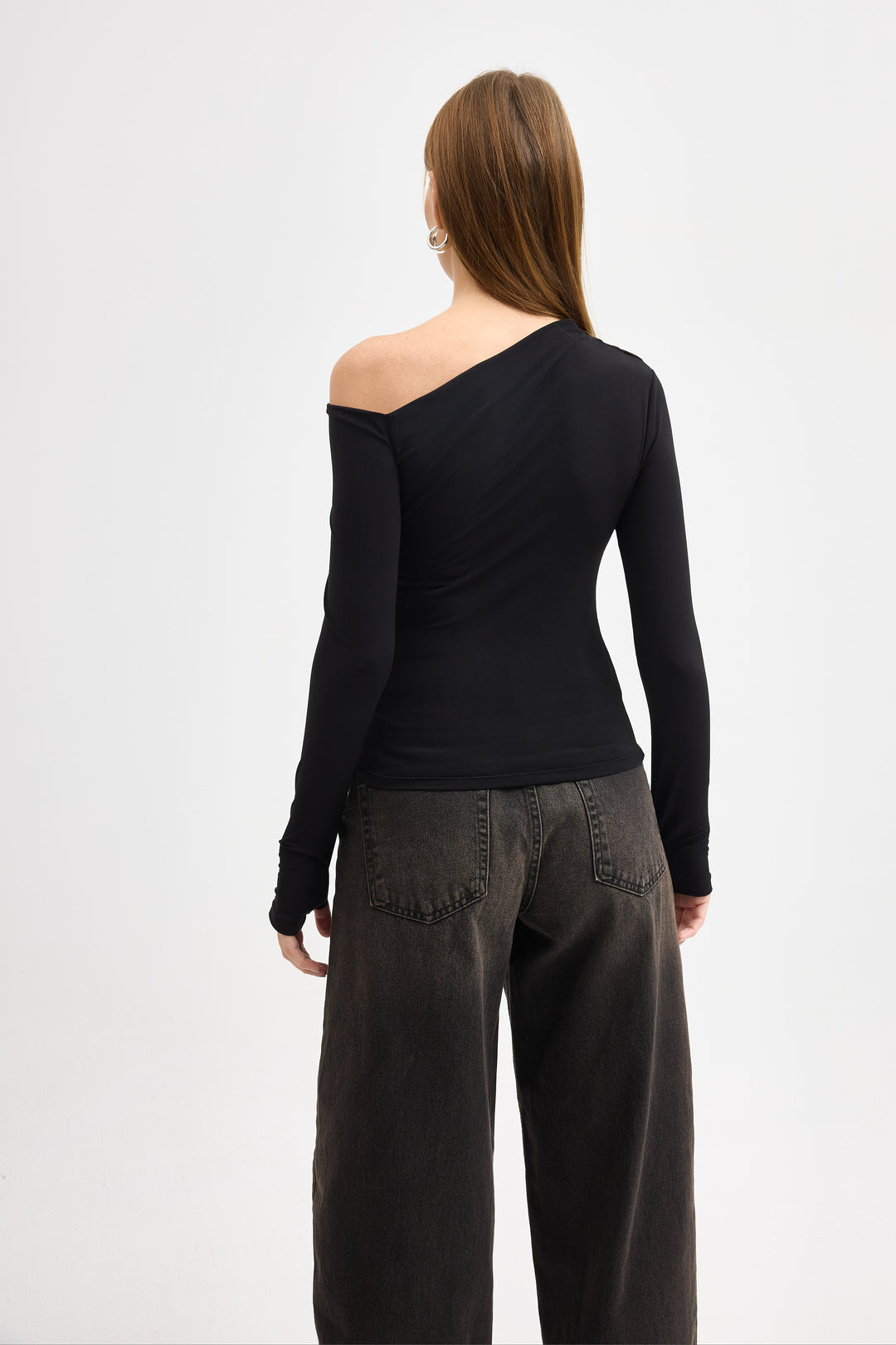 Routines Ruched Off shulder Top - Black 10060