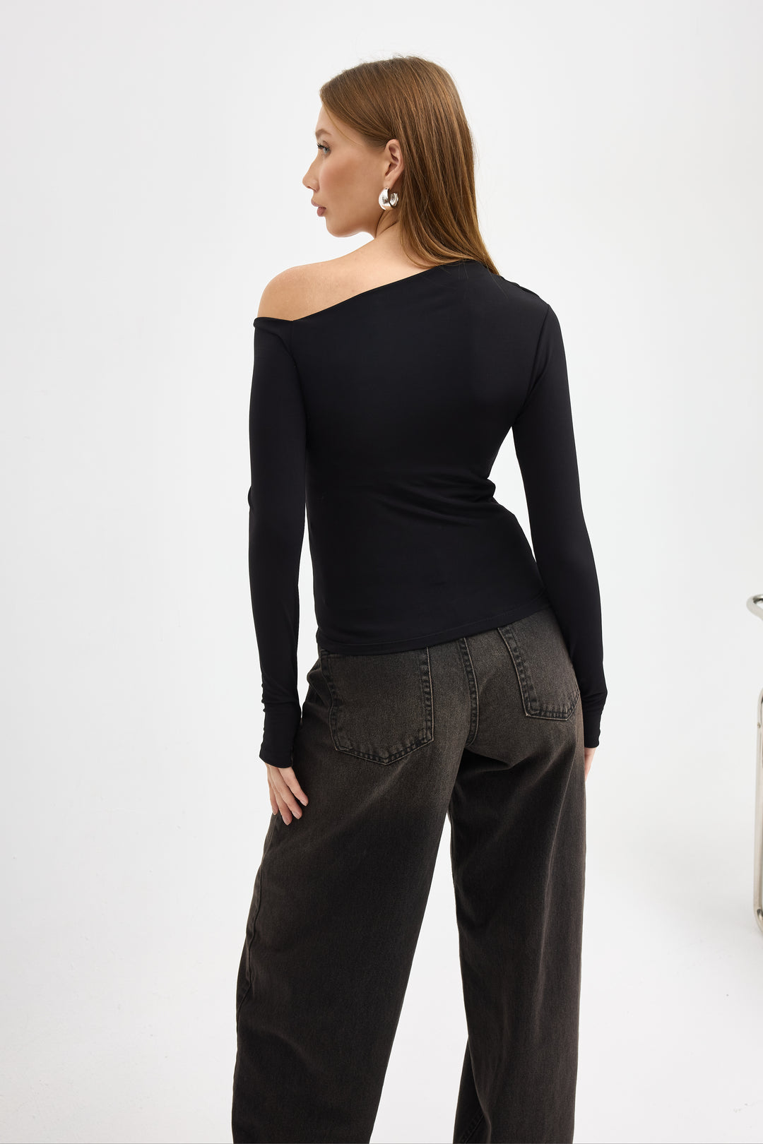 Routines Ruched Off shulder Top - Black 10060