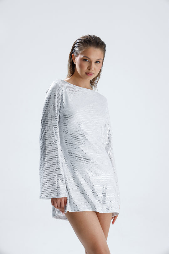Routines Sequin Detail Dress - White 1687 Dress Routines Fashion