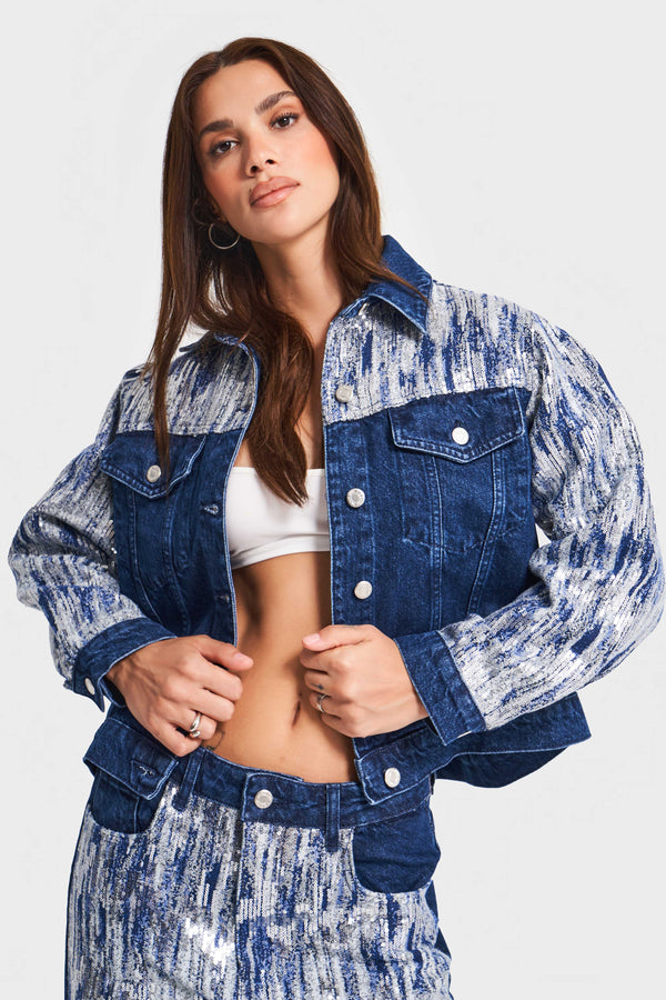 Routines Sequin Embellished Denim Jacket 4215 Jacket Routines Fashion