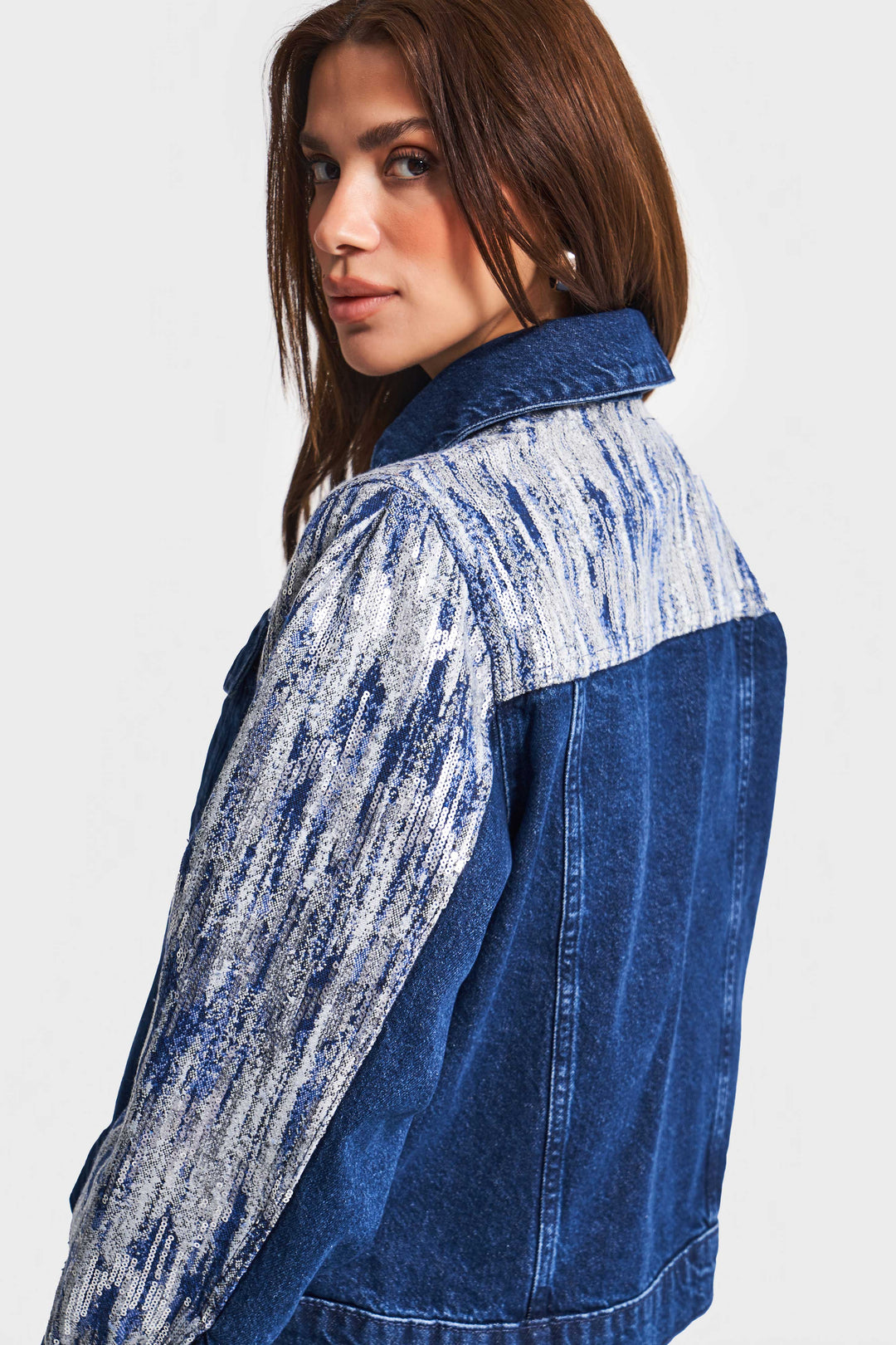Routines Sequin Embellished Denim Jacket 4215 Jacket Routines Fashion