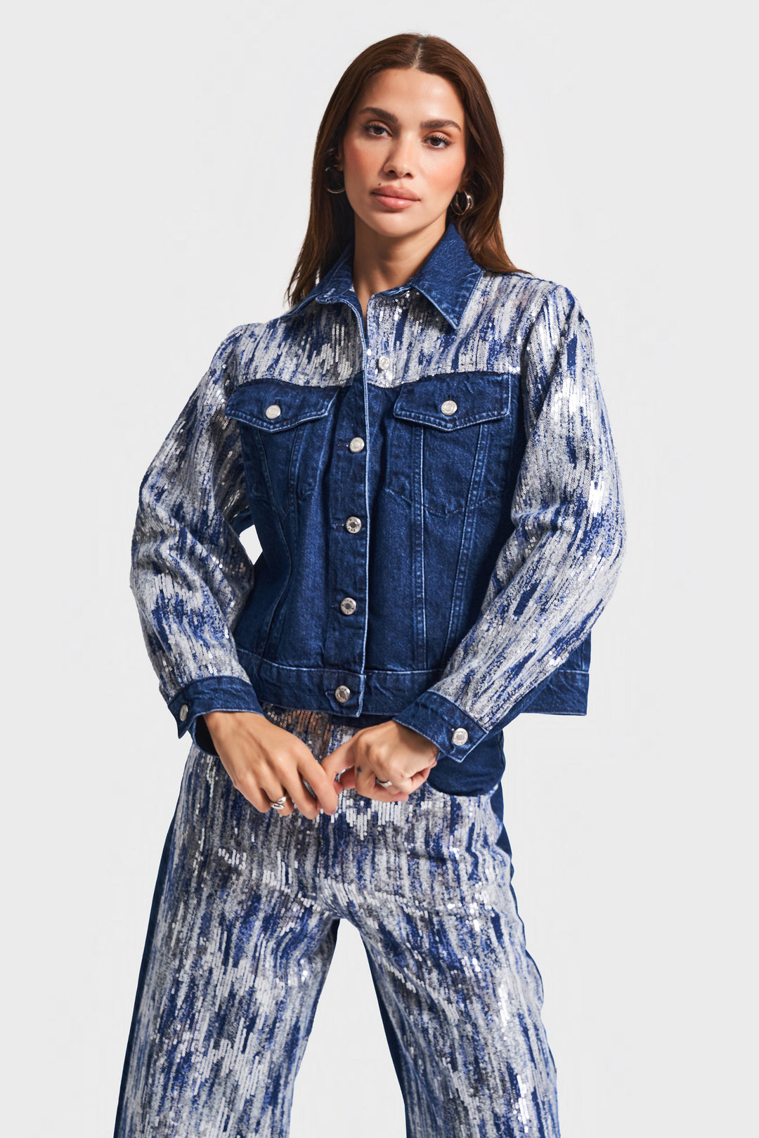 Routines Sequin Embellished Denim Jacket 4215 Jacket Routines Fashion