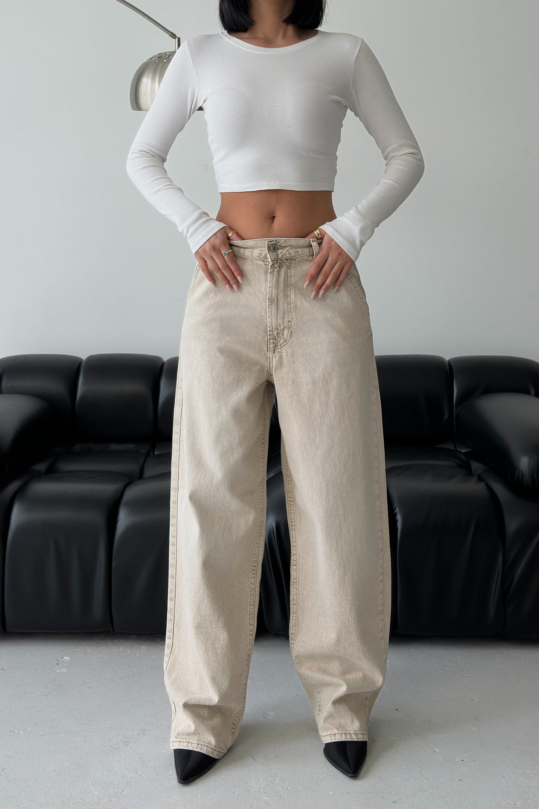 Routines Skater Baggy Jeans - Stone 2952