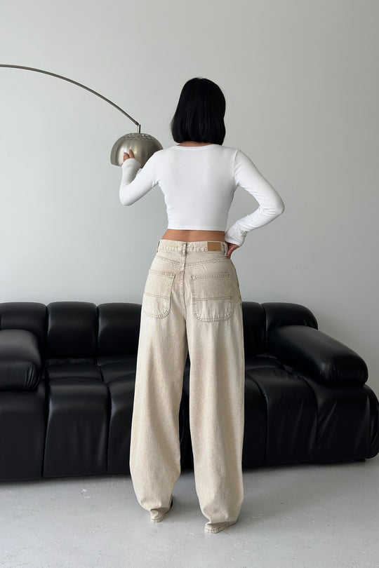 Routines Skater Baggy Jeans - Stone 2952